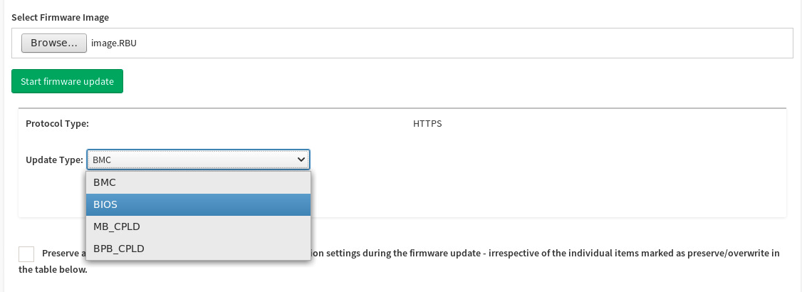 Update Type drop-down
